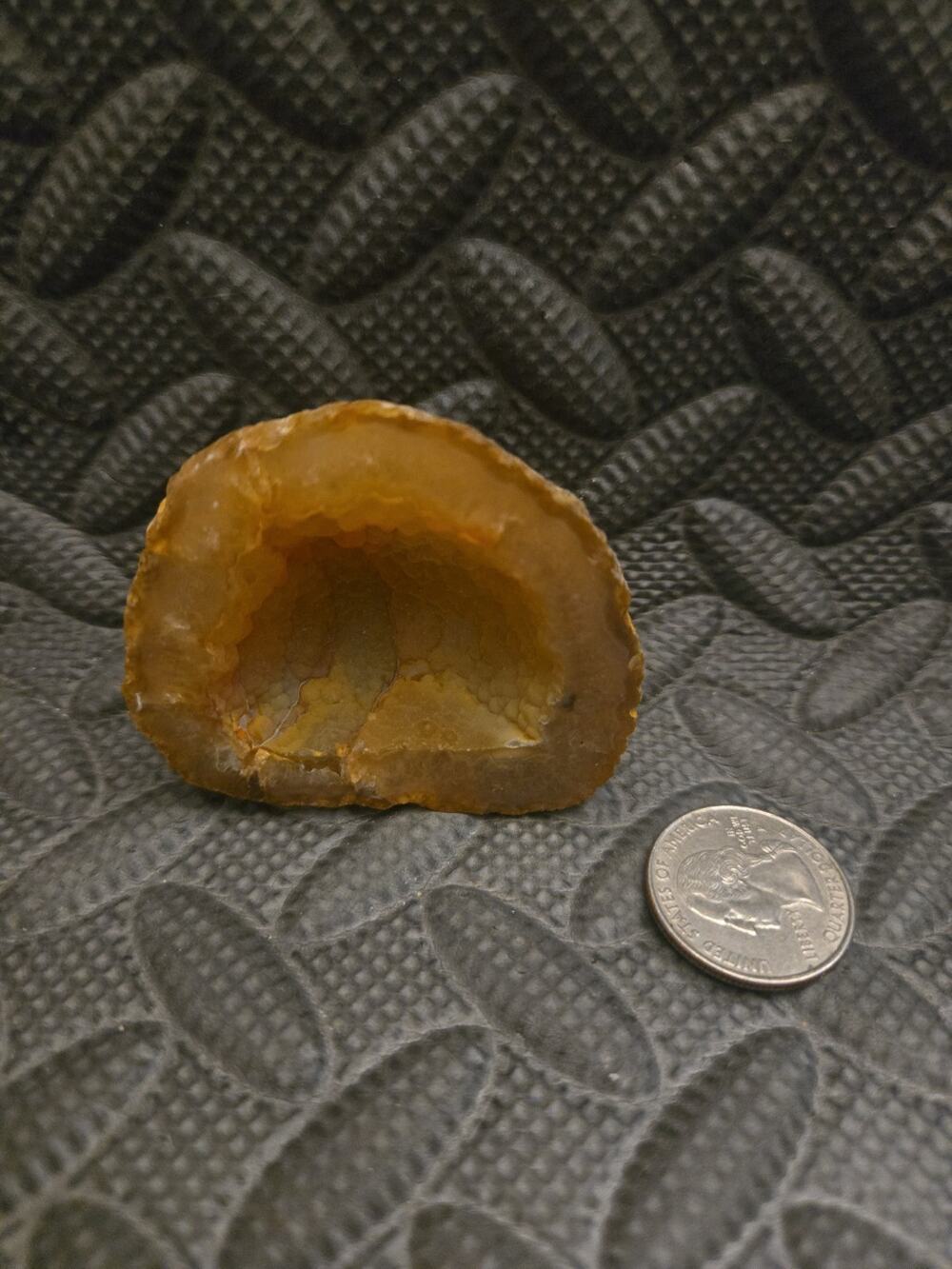 Natural Brazilian Polished Agate Geode Half Amber Druzy Crystal Display Specimen